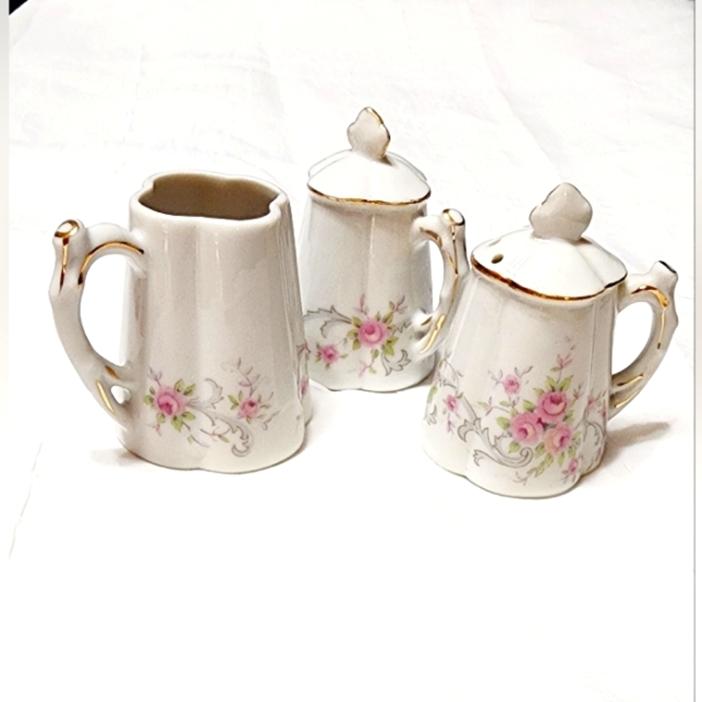 Vintage Lefton Handpainted Salt/Pepper Shaker, Toothpick Holder & Tray 1915N - Picture 3 of 11